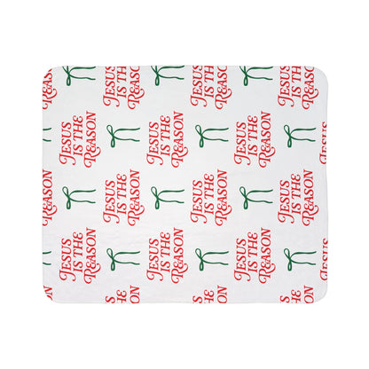 Jesus is The Reason | Fleece Sherpa Blanket in Red and Green