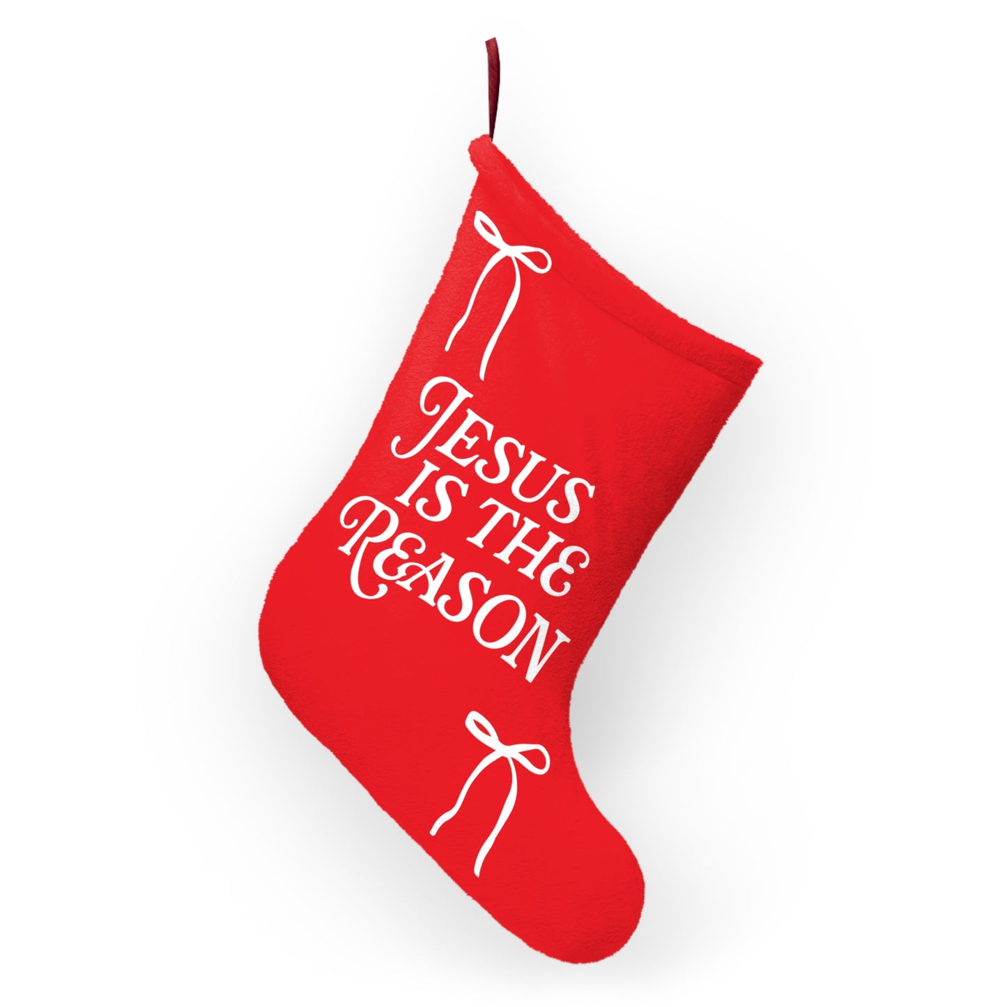 Jesus is The Reason | Christmas Stocking in Red