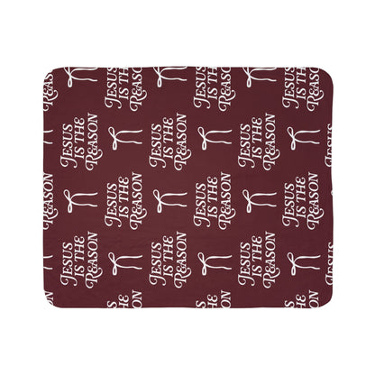 Jesus is The Reason | Fleece Sherpa Blanket in Burgundy