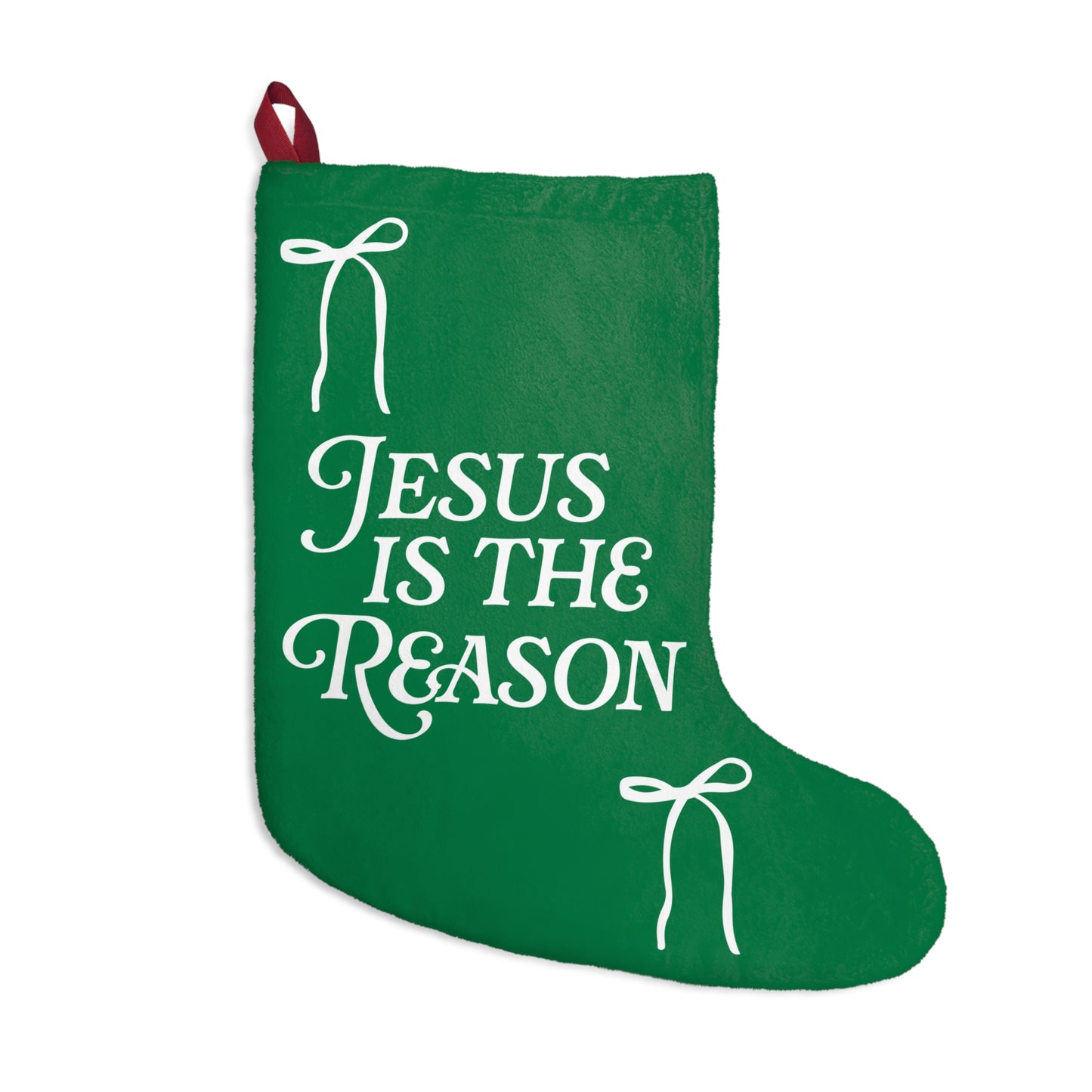 Jesus is The Reason | Christmas Stocking in Green