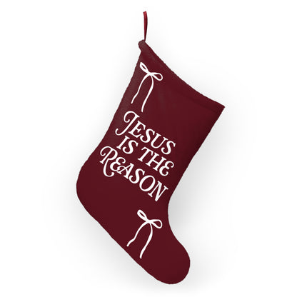 Jesus is The Reason | Christmas Stocking in Burgundy