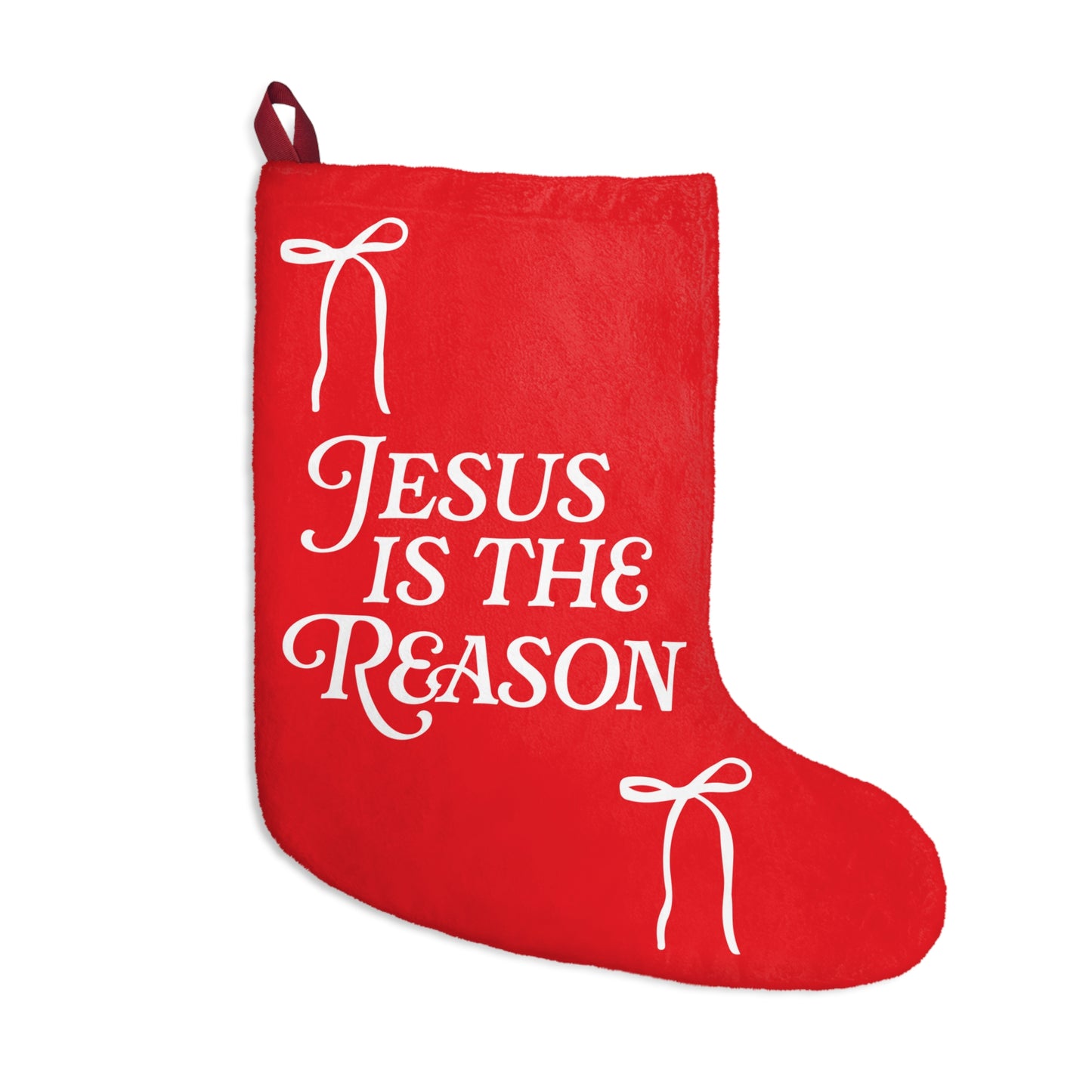 Jesus is The Reason | Christmas Stocking in Red