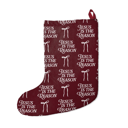 Jesus is The Reason | Christmas Stocking in Burgundy