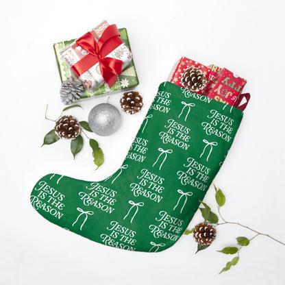 Jesus is The Reason | Christmas Stocking in Green