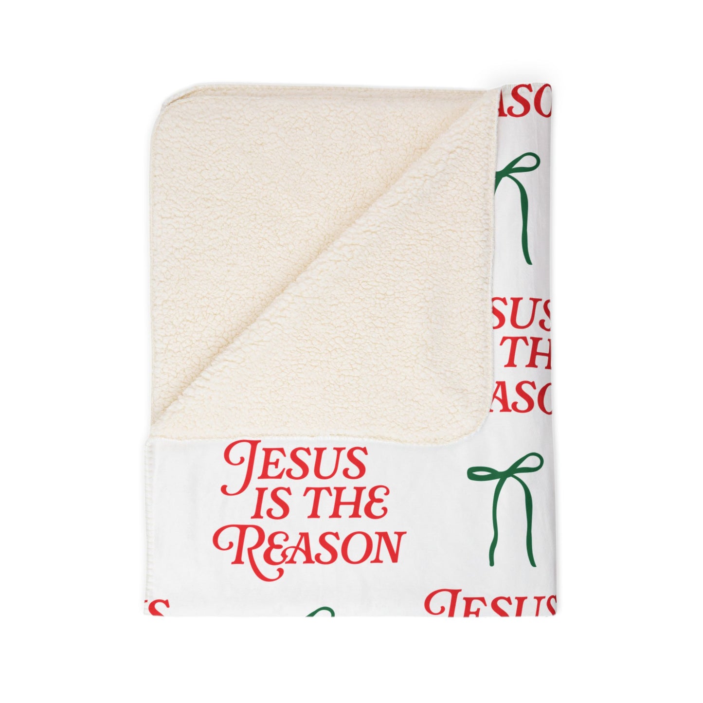 Jesus is The Reason | Fleece Sherpa Blanket in Red and Green