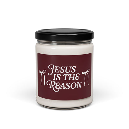 Jesus Is the Reason Candle Scented Soy Candle, 9oz Burgundy Label