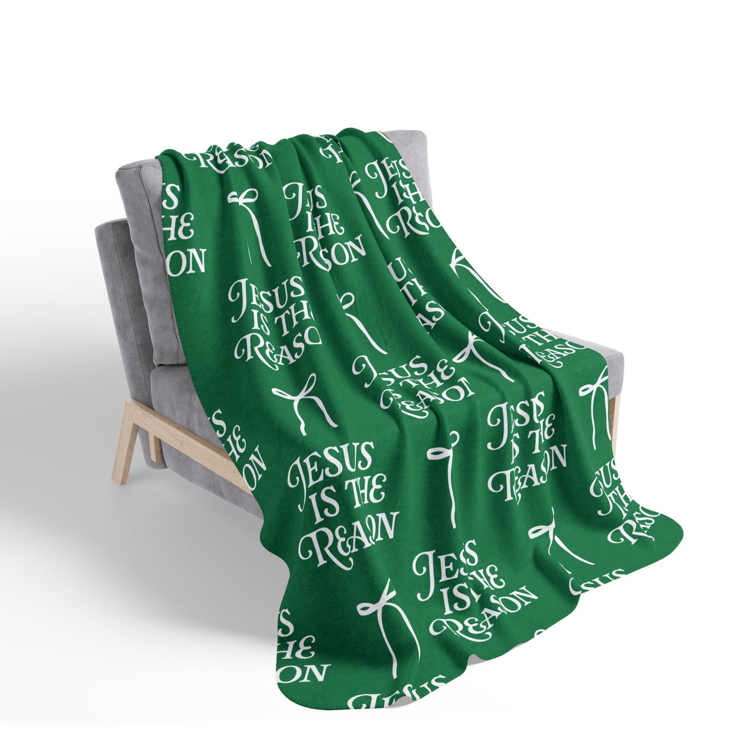 Jesus is The Reason | Fleece Sherpa Blanket in Green