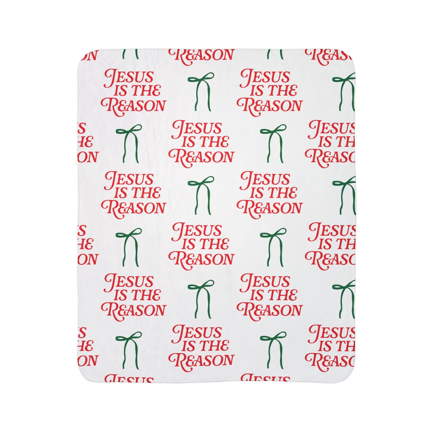 Jesus is The Reason | Fleece Sherpa Blanket in Red and Green