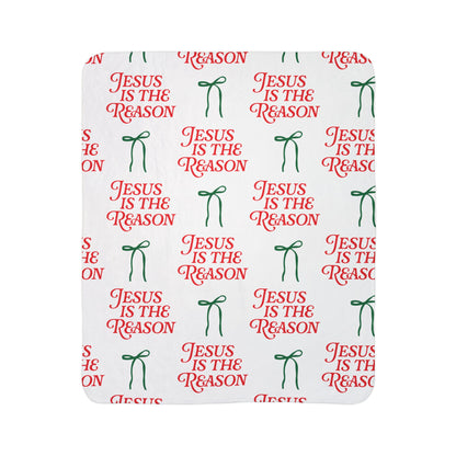 Jesus is The Reason | Fleece Sherpa Blanket in Red and Green