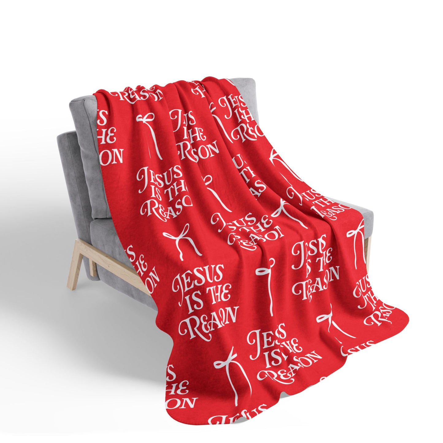 Jesus is The Reason | Fleece Sherpa Blanket in Red