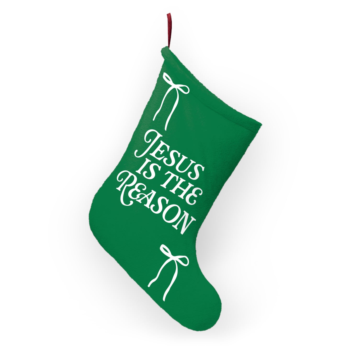 Jesus is The Reason | Christmas Stocking in Green