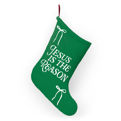 Jesus is The Reason | Christmas Stocking in Green