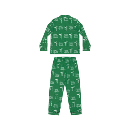 Jesus Is the Reason Bow Women's Satin Pajamas Set | Green