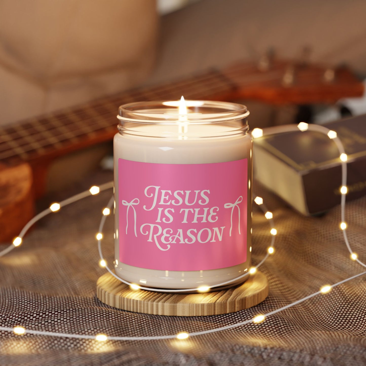 Jesus Is the Reason Candle Scented Soy Candle, 9oz Pink Label