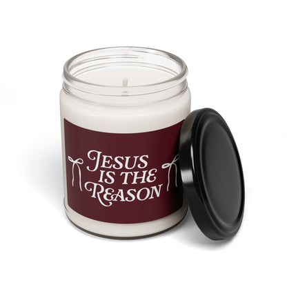 Jesus Is the Reason Candle Scented Soy Candle, 9oz Burgundy Label