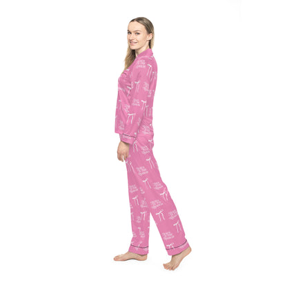 Jesus Is the Reason Bow Women's Satin Pajamas Set in Pink