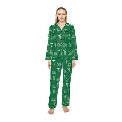 Jesus Is the Reason Bow Women's Satin Pajamas Set | Green