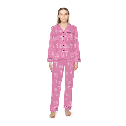 Jesus Is the Reason Bow Women's Satin Pajamas Set in Pink