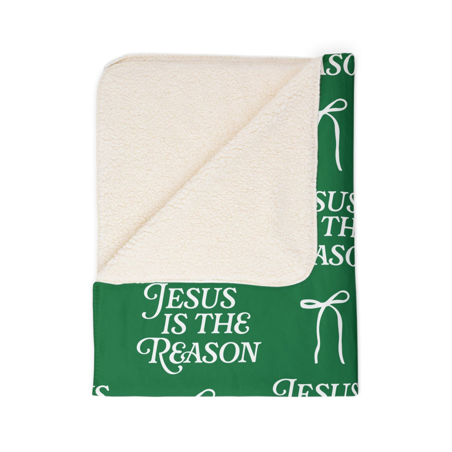 Jesus is The Reason | Fleece Sherpa Blanket in Green