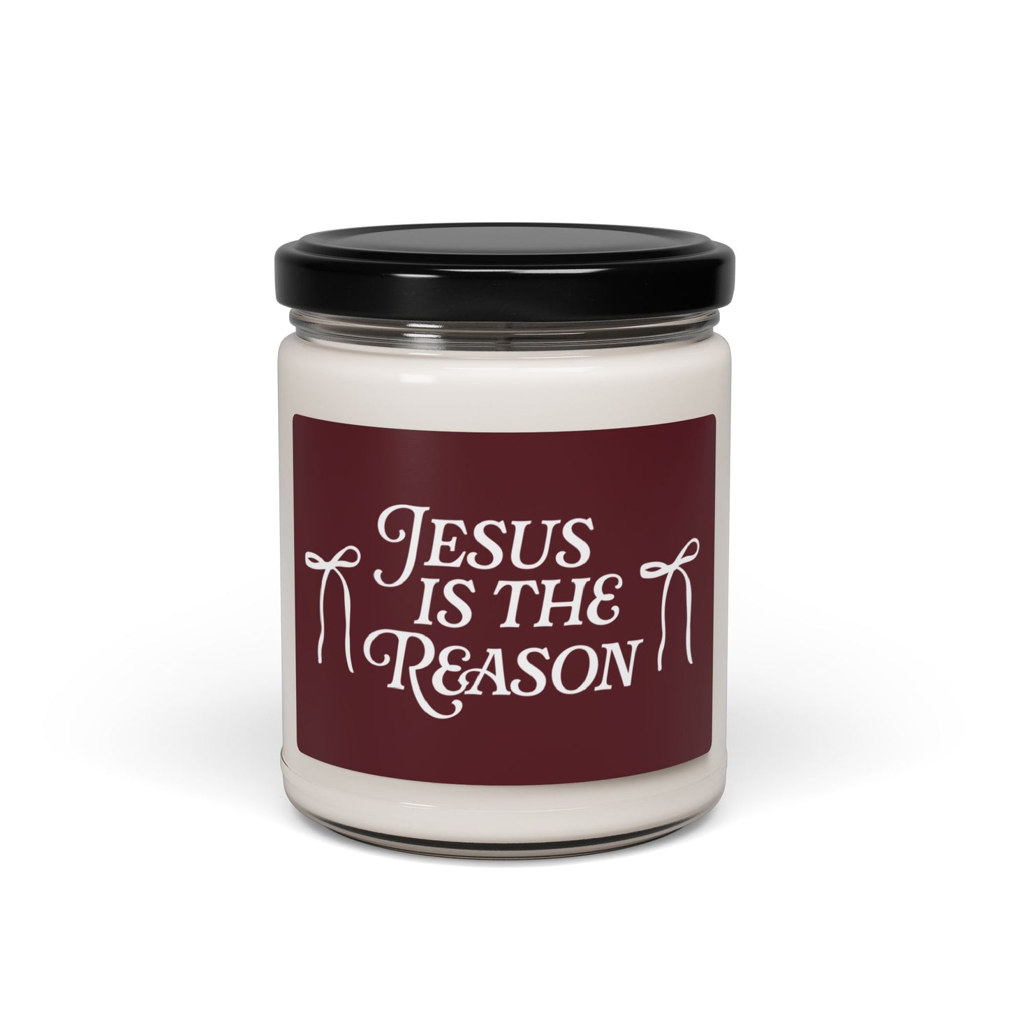 Jesus Is the Reason Candle Scented Soy Candle, 9oz Burgundy Label