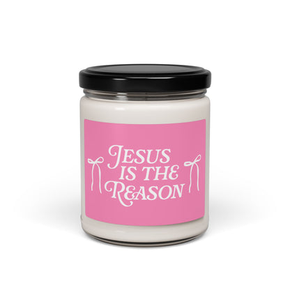 Jesus Is the Reason Candle Scented Soy Candle, 9oz Pink Label